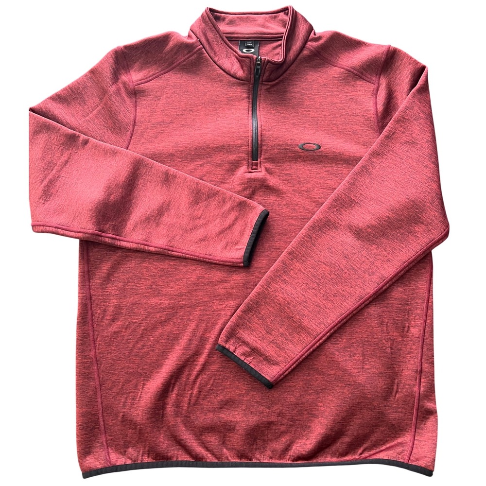 Oakley Mens Red Heather Quarter Zip Pullover Regular Fit Active Top Large